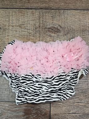 Baby Girls Pink Ruffle Zebra Bloomers - Diaper Butt Cover